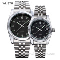 Brand Watches WLISTH Couple Stainless Steel Quartz Luxury Lover's Watch Fine Gift Calendar Rhinestone Wristwatch For Husband Dad